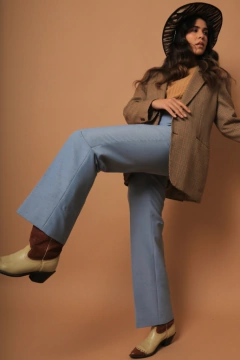 Calça alfaiataria azul Hollywood 70’s vintage