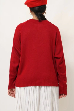 tricot vermelho manga longa vintage - loja online