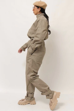 macacao bege amplo ajuste mangas e barra - comprar online