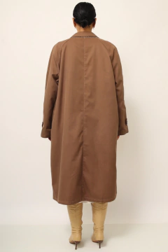 Treanch coat dupla face bege e xadrez vintage