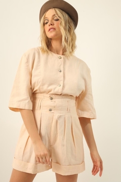 Conjunto estilo linho cropped + shorts na internet
