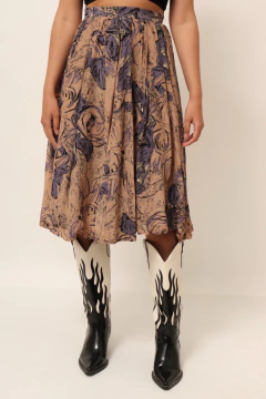 Saia cintura alta marrom estilo SEDA - loja online