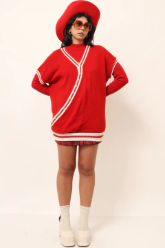 colete vermelho vintage college