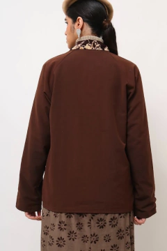 jaqueta dupla face marrom flores vintage - comprar online