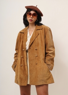 Blazer camelo 100% couro camurça vintage na internet