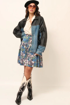 Jaqueta jeans co couro fake cowboy LAS VEGAS JOE - loja online