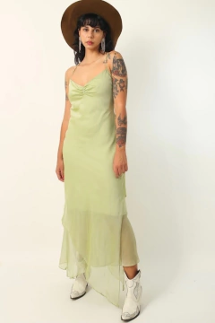 vestido verde forrado 90’s vintage