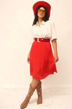 Saia cintura mega alta vermelha gode
