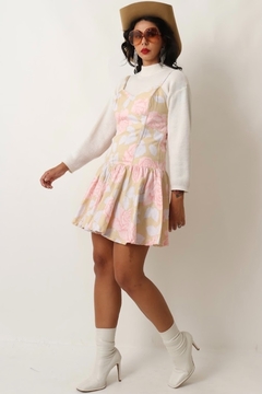 vestido floral saia pregas corset busto - Capichó Brechó