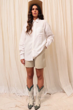 Camisa algodão bordado frente - loja online