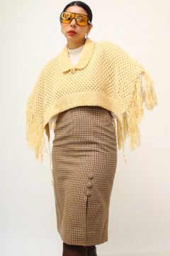 Poncho off white franjas vintage na internet
