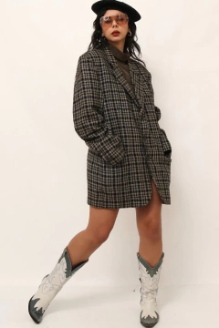 Maxi blazer xadrez forrado vintage COLOMBO na internet