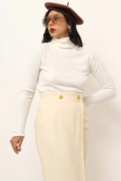 Saia cintura alta ATELIE PARISIENSE 100% lã vintage na internet