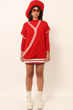 colete vermelho vintage college - Capichó Brechó