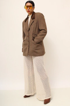 Blazer marrom Lã com gola veludo - comprar online