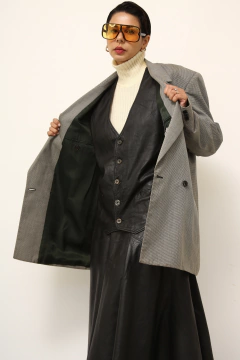 Blazer xadrez cinza PIERRE CARDIN - Capichó Brechó