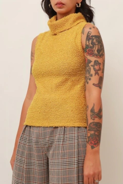 Gola alta verde limão vintage felpuda - Capichó Brechó