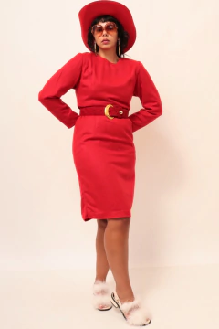 Vestido alfaiataria vermelho forrado