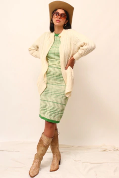 Cardigan off white textura vintage - comprar online
