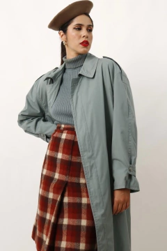 Imagem do trench coat verde mint forrado longo