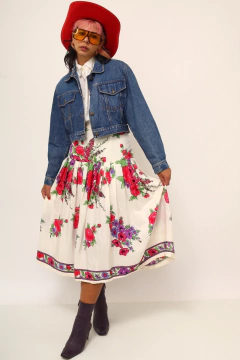 Jaqueta jeans cropped vintage FORUM - Capichó Brechó