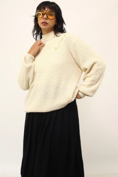 Pulover creme textura manga bufante - comprar online