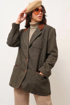 blazer xadrez pala couro marrom vintage na internet