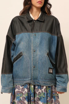Jaqueta jeans co couro fake cowboy LAS VEGAS JOE na internet