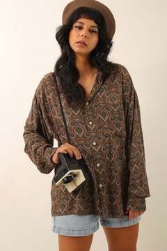 camisa estampada marrom vintage - comprar online