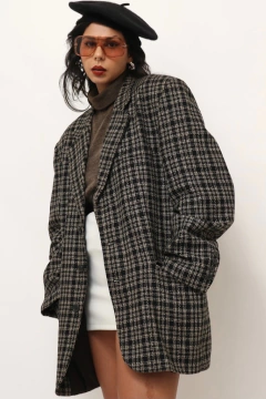 Maxi blazer xadrez forrado vintage COLOMBO