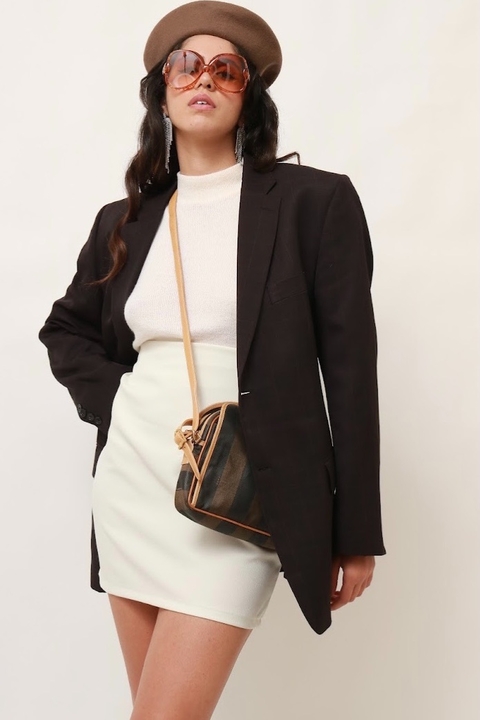 Blazer preto xadrez forrado alfaiataria