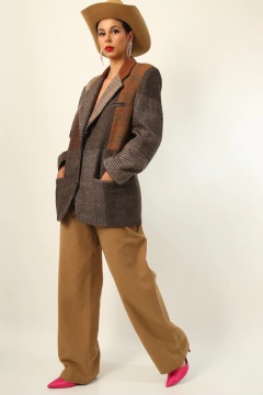 Blazer xadrez recorte camurça color - loja online