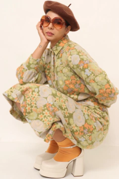 Conjunto saia + blusa verde flores hollywood na internet