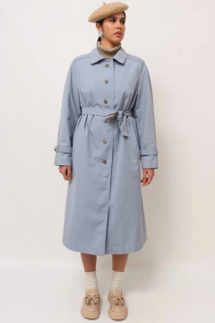 Trenc Coat azul bebe forrado c/cinto vintage - Capichó Brechó