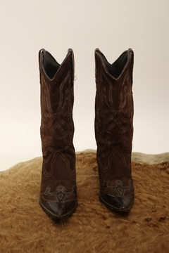 Bota western clássica marrom bordada 34 - loja online