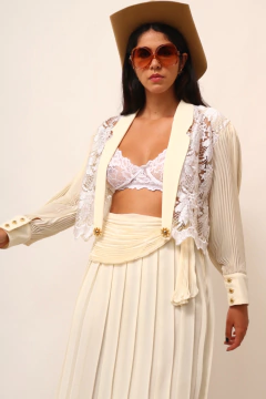 Imagem do Conjunto made in FRANCE Saia plissada + cropeed renda
