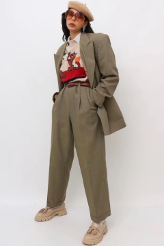 conjunto YSL verde oliva calça + blazer - Capichó Brechó