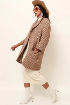 Blazer xadrez manga 7/8 vintage bege na internet