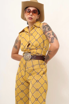 Conjunto western mostarda 70´s calça + cropped