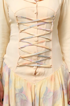 Imagem do Vestido amarelo amarração saia vintage