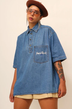 Imagem do camisa Hard Rock azul bordado vintage