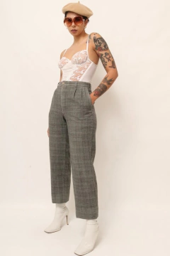 calça xadrez cintura alta vintage