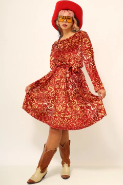 vestido estampado veludo vintage