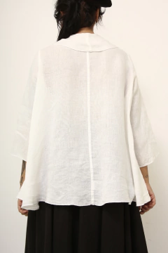 Camisa linho babados ampla - comprar online