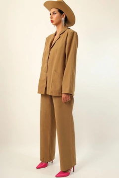 Conjunto bege blazer + calca cintura mega
