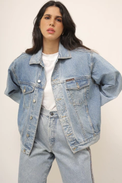 Jaqueta classica azul jeans vintage
