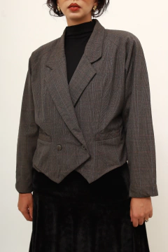 Blazer CEA vintage xadrez 100% lã cropped - Capichó Brechó