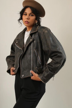 Jaqueta couro biker M’OFFICER vintage na internet