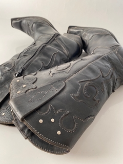 Bota couro western preta vintage 34 na internet