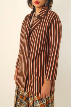 Blazer listras longo marrom com laranja